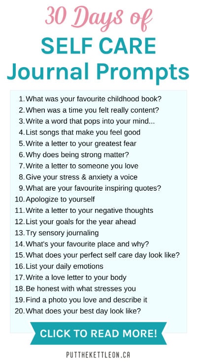 30 Self Care Journal Prompts To Improve Mental Health - Put The Kettle On