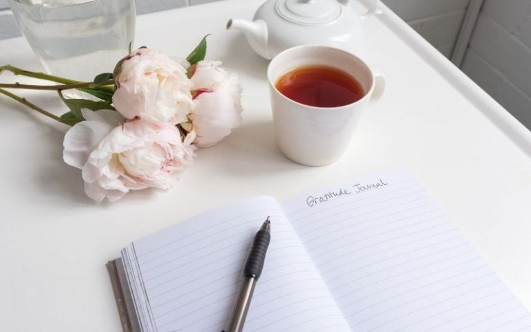 gratitude journal on desk