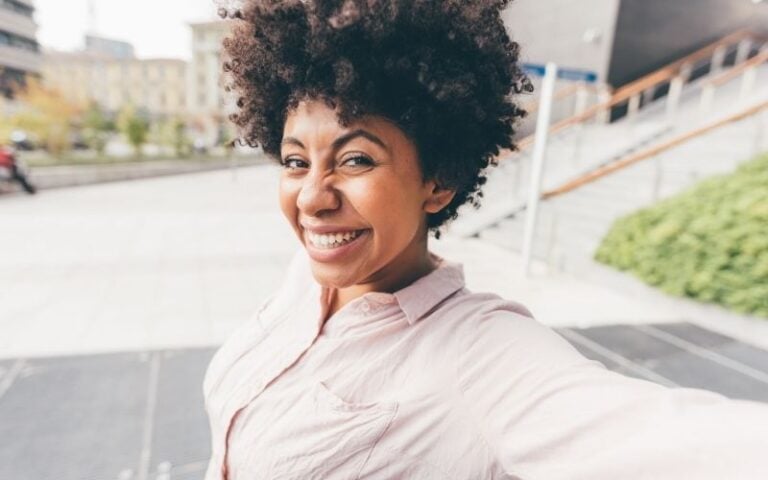 beautiful black woman smiling