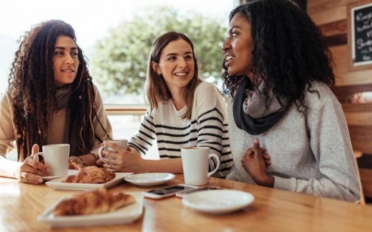 friends talking at table