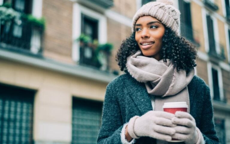 young black woman outside in the winter