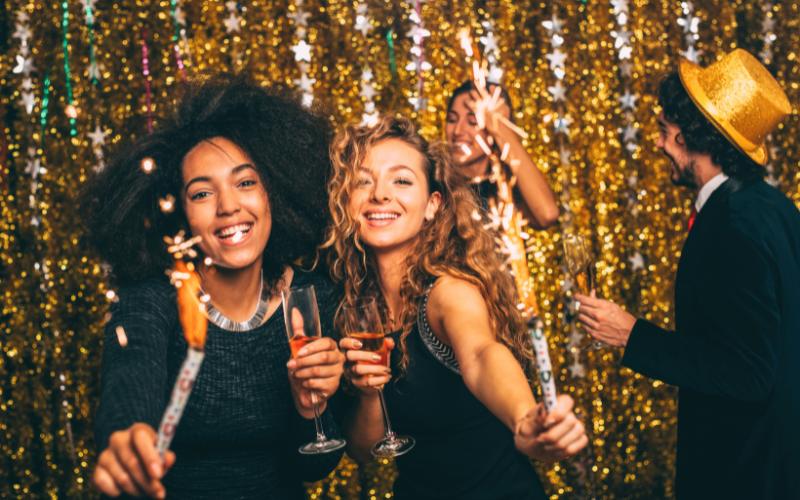 woman celebrating on New Year's Eve